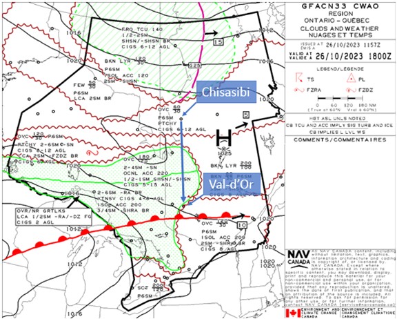 Annexe A — Carte Nuages et temps de la prévision de zone graphique Annexe A — Carte Nuages et temps de la prévision de zone graphique